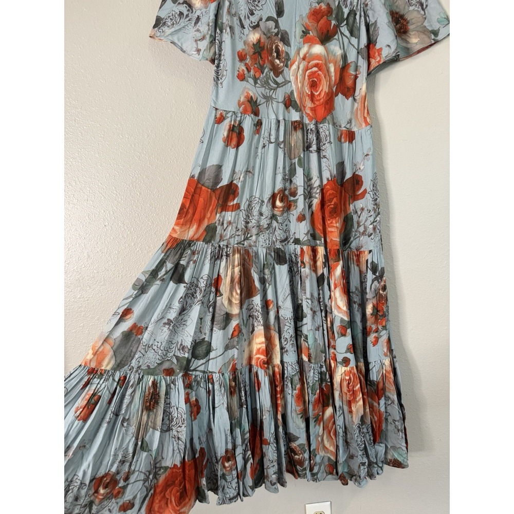 NWT Soft Surroundings First Blooms Maxi Dress M Blue Porcelain‎ Rose Floral Boho - Picture 5 of 10